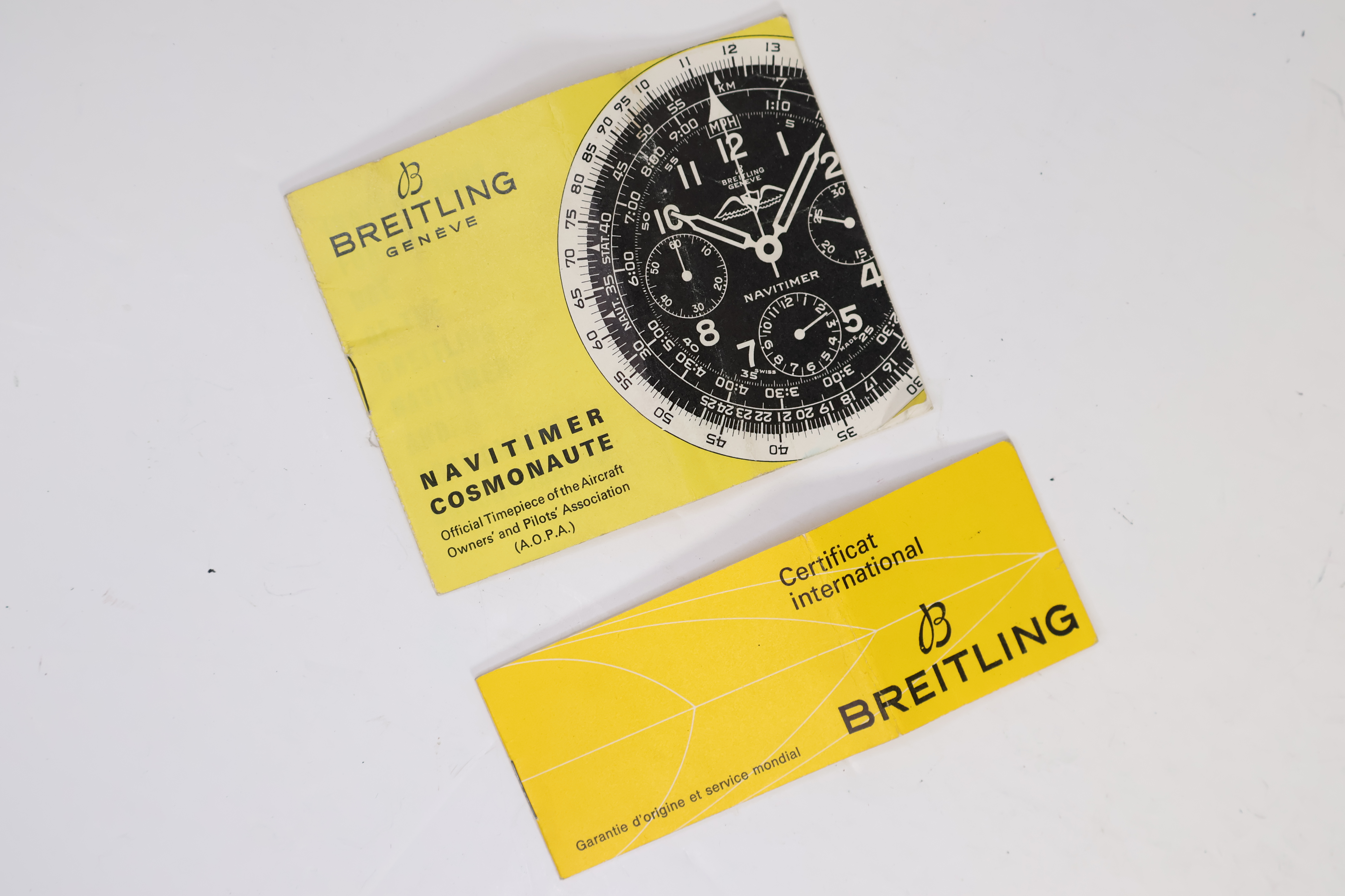 *To Be Sold Without Reserve* Breitling Navitimer cosmonaute A.O.P.A booklets