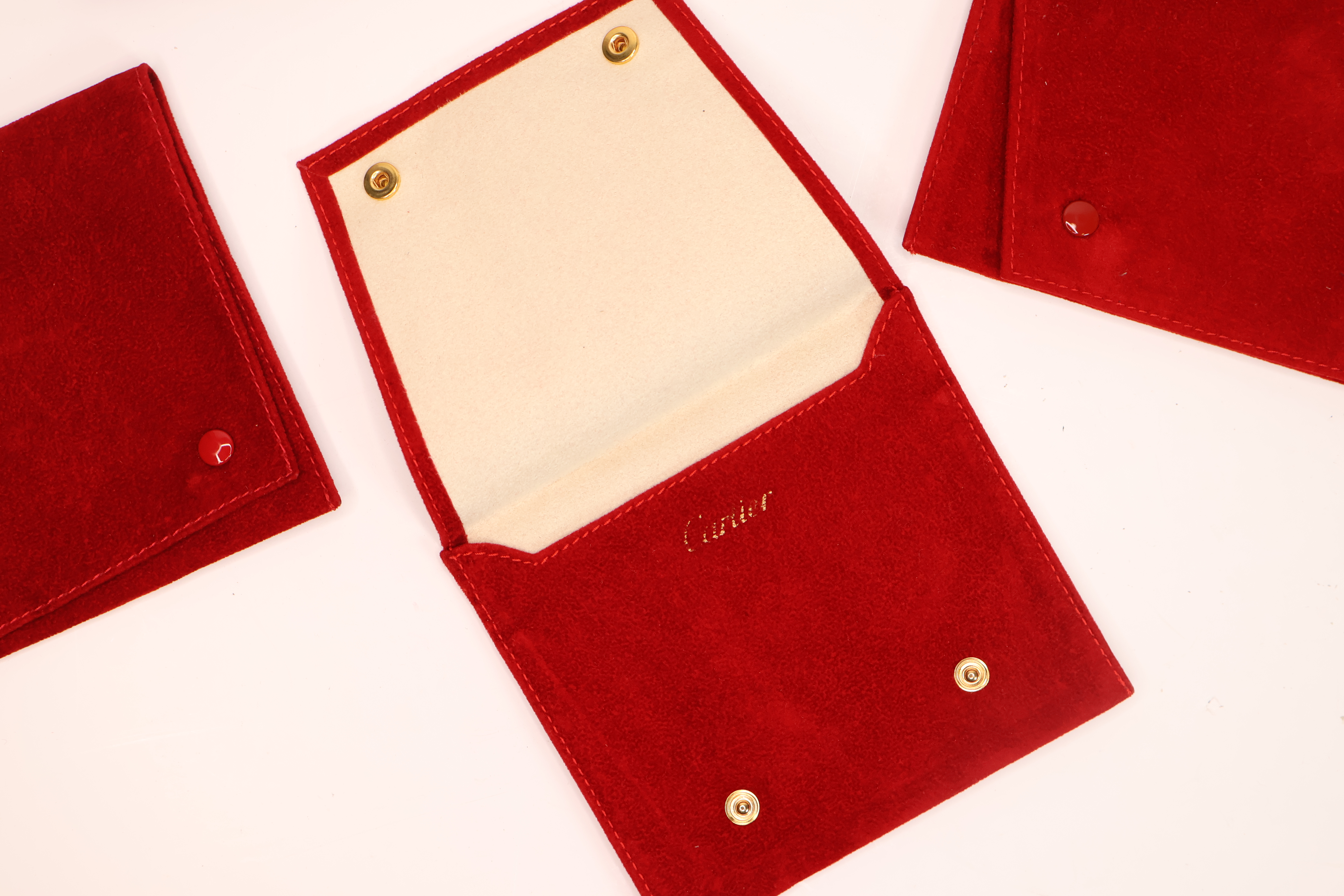 *To Be Sold Without Reserve* Cartier 5x assorted suade pouches, with buttons - Image 2 of 2