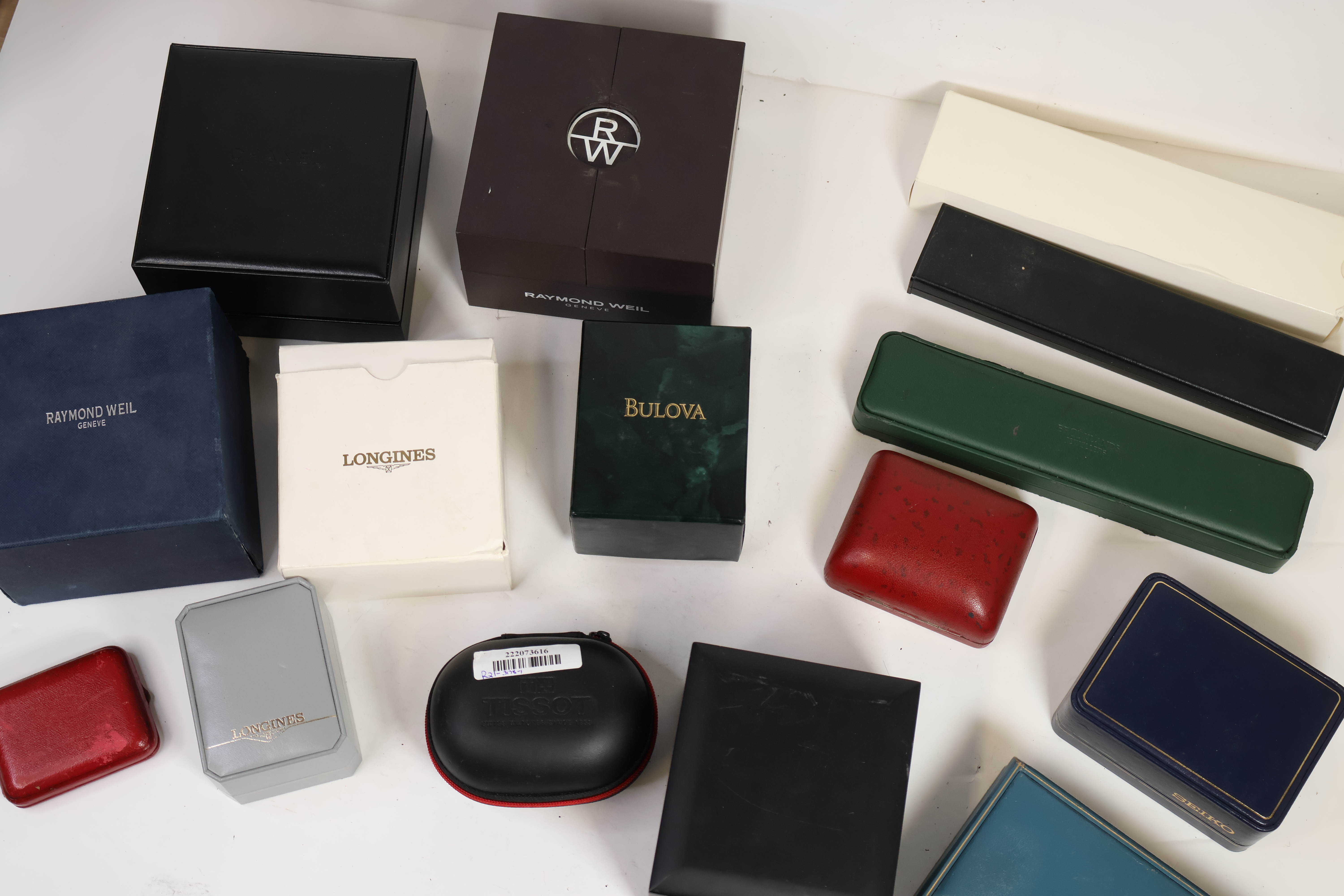 *To Be Sold Without Reserve* Job Lot of watch boxes including Seiko, Chanel, Longines, Tissot &
