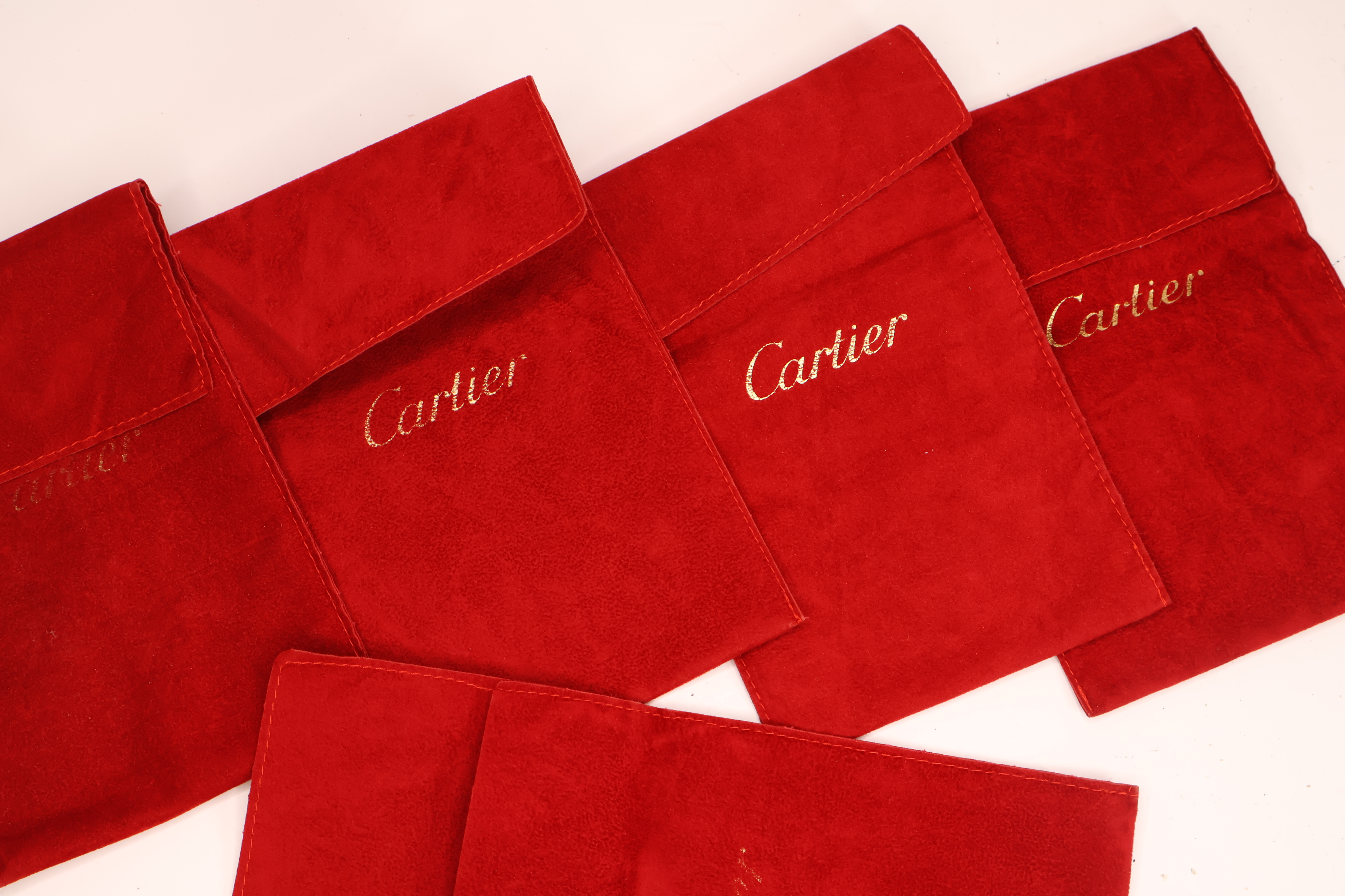 *To Be Sold Without Reserve* Cartier 5x assorted suade pouches, fold over - Image 2 of 3
