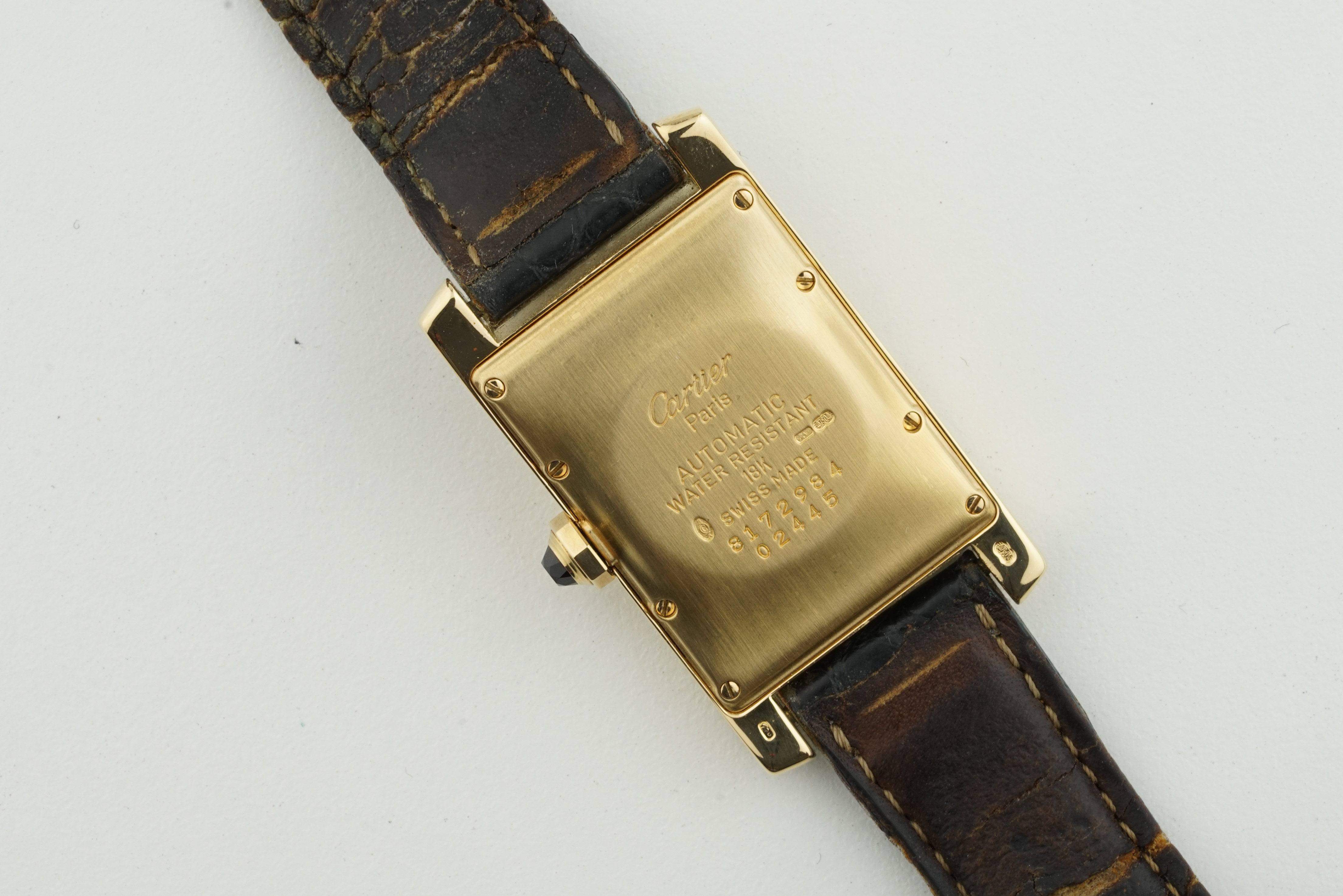 CARTIER TANK AMERICAINE 18CT GOLD PARIS EDITION REF. 8172, rectangular dial with hour markers and - Image 2 of 3