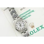 ROLEX OYSTER PERPETUAL DATE W/ GUARANTEE PAPERS REF. 69160 CIRCA 1998, circular white dial with hour