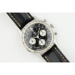 BREITLING NAVITIMER TWIN JET CHRONOGRAPH REF. 806, circular black triple register dial with hour