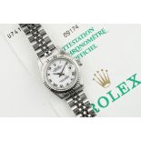 ROLEX OYSTER PERPETUAL DATEJUST W/ GUARANTEE PAPERS REF. 69174 CIRCA 1998, circular white dial