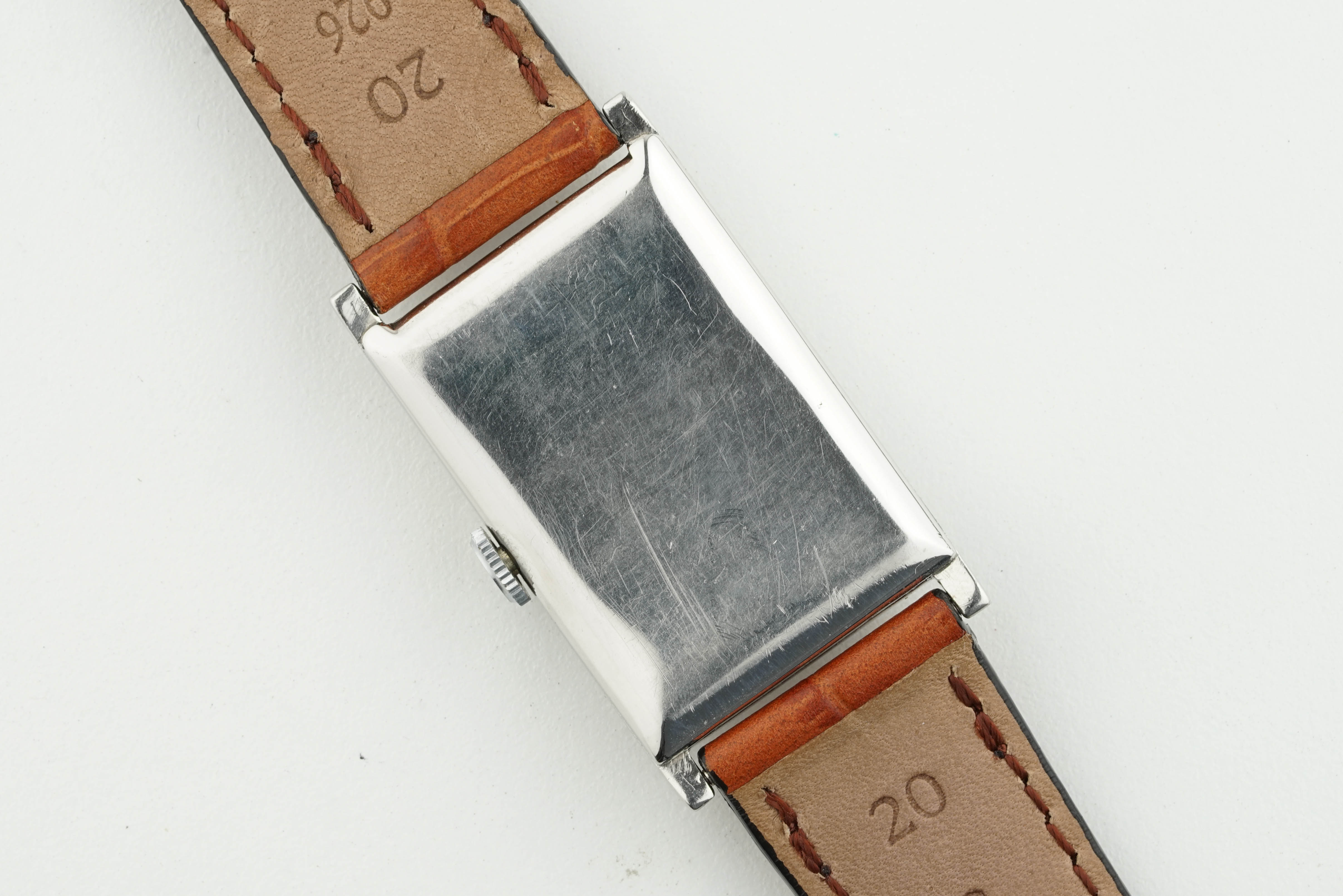 OMEGA OVERSIZE TANK STYLE WRISTWATCH, rectnagular silver dial with arabic numeral hour markers and - Image 2 of 2