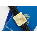 PIAGET PROTOCOLE 18CT GOLD DIAMOND SET W/ GUARANTEE PAPERS REF. 91530, square champagne dial with