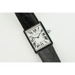 CARTIER TANK SOLO REF. 3169, rectangular silver/white dial with hour markers and hands, 27x35mm