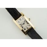 CARTIER TANK AMERICAINE 18CT GOLD PARIS EDITION REF. 8172, rectangular dial with hour markers and
