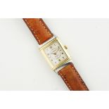 JAEGER LE COULTRE REVERSO STEEL & GOLD REF. 1400255, rectangular white dial with hour markers and