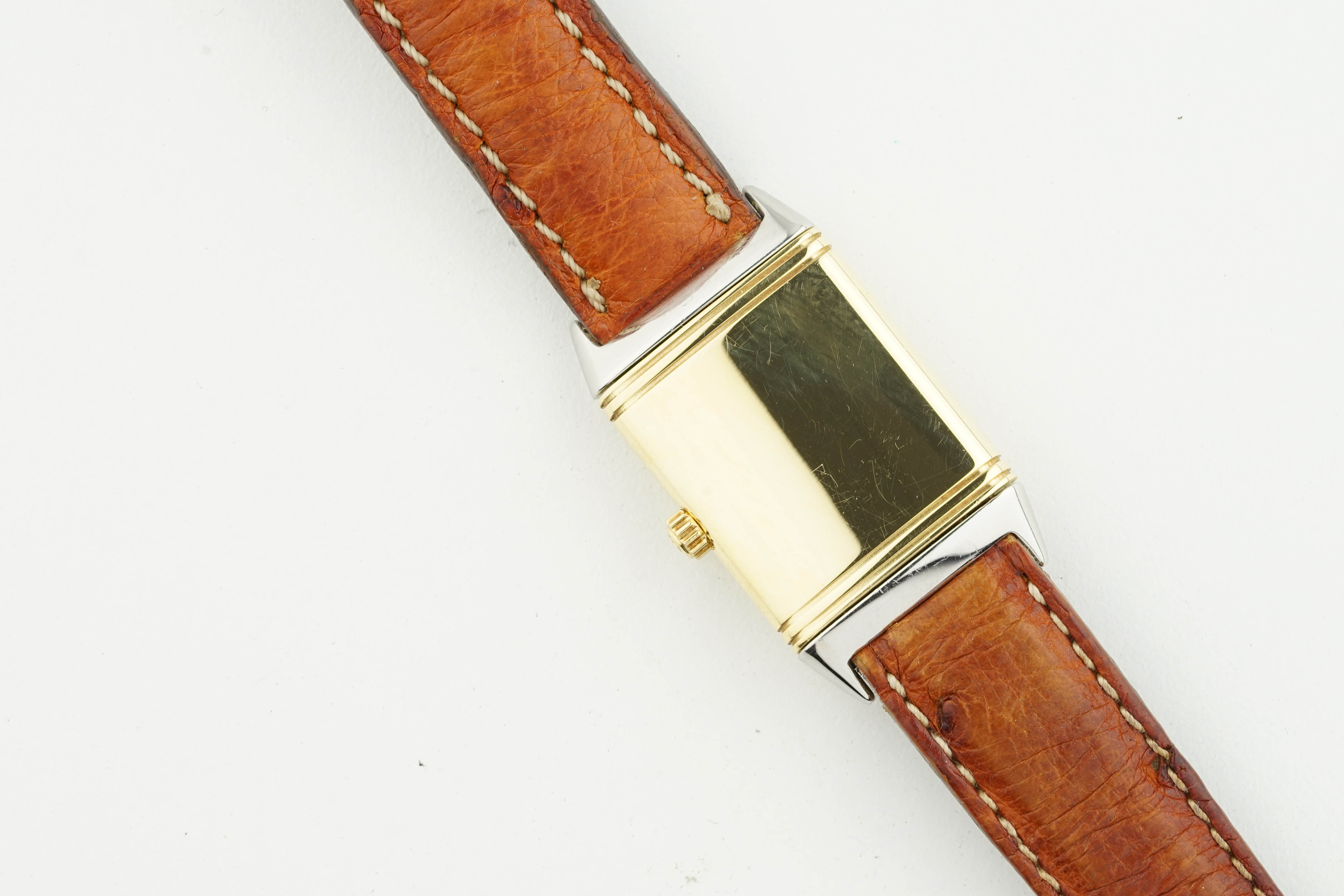 JAEGER LE COULTRE REVERSO STEEL & GOLD REF. 1400255, rectangular white dial with hour markers and - Image 2 of 3
