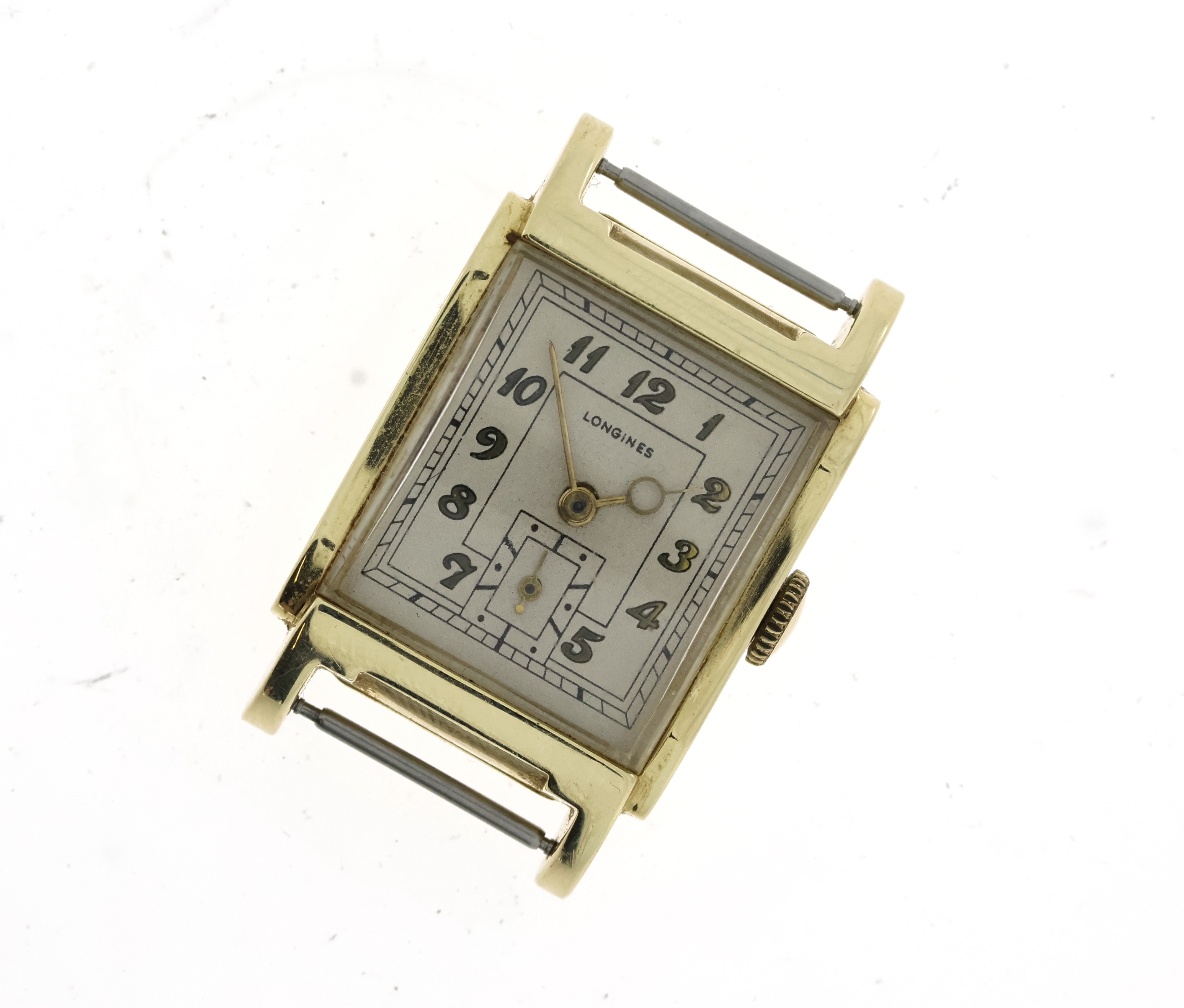 14ct Gold Longines Tank' Style Art Deco Wristwatch Manual Wind - Image 3 of 3