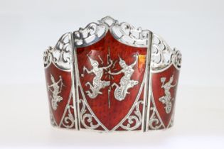 Red Enamel Siam Silver Bangle