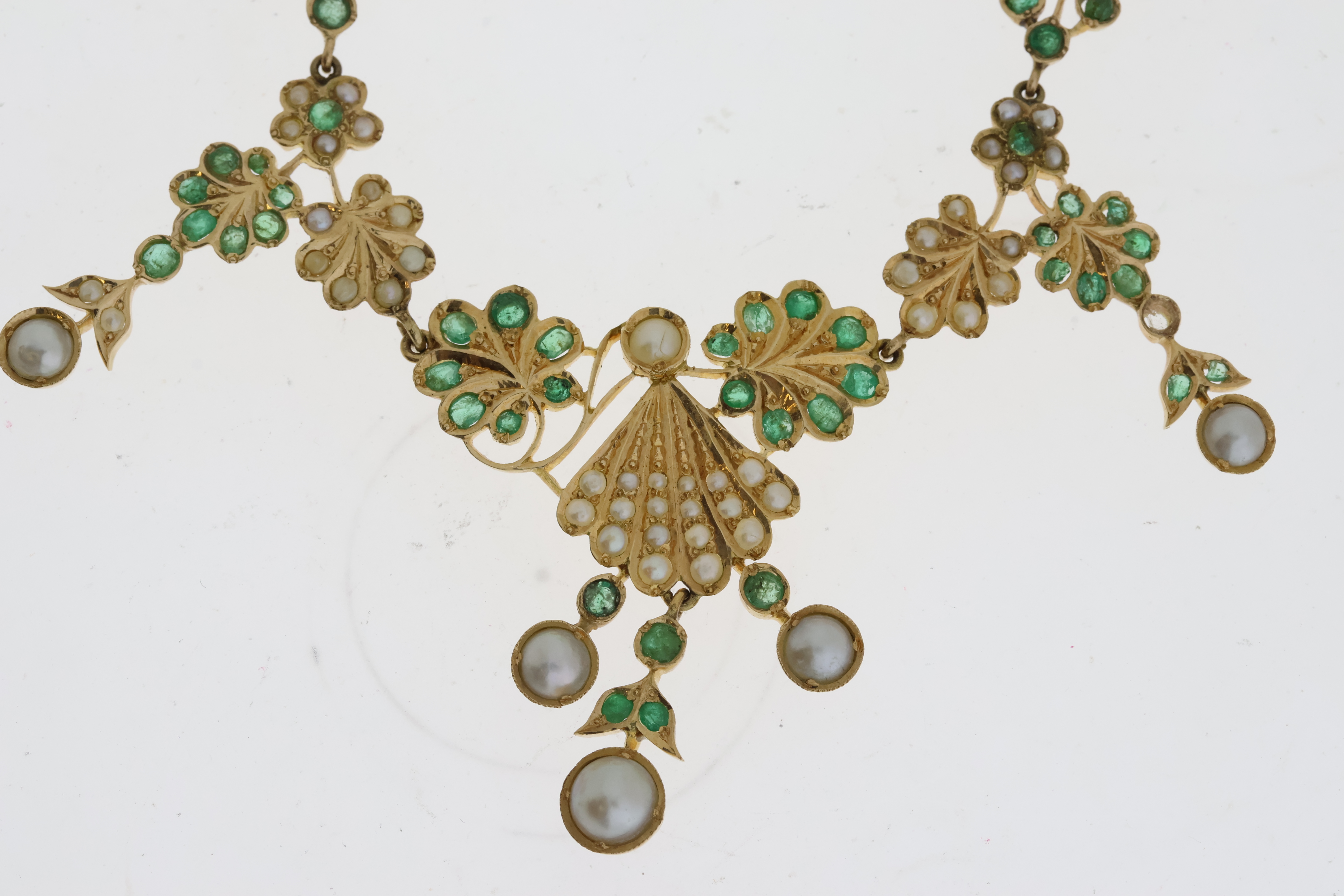 18ct Emerald and Pearl Necklace, (approx 17g gross) - Image 2 of 2