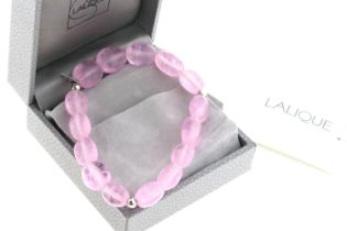 A Lalique Silver & Pink Crystal Bracelet