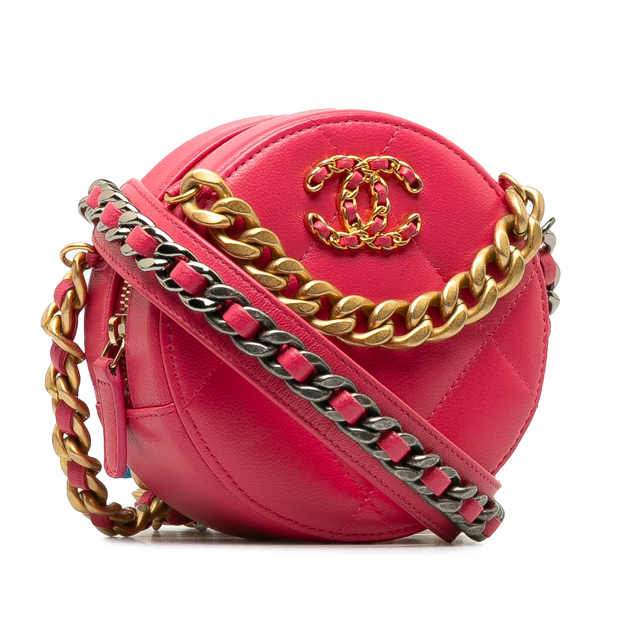 Chanel 19 Round Lambskin Clutch With Chain - Image 2 of 10