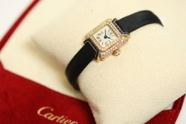 Rare Cartier Diamond and Sapphire Set Cocktail Watch 18ct Yellow Gold Manual Wind
