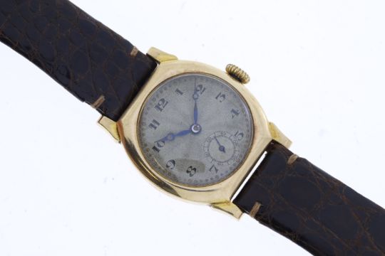 Vintage 9ct British Mechanical Wristwatch Circa 1927, circular gilloche dial with breguet style - Image 1 of 3