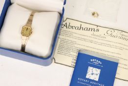 Ladies Rotary 9ct Gold Quartz with box