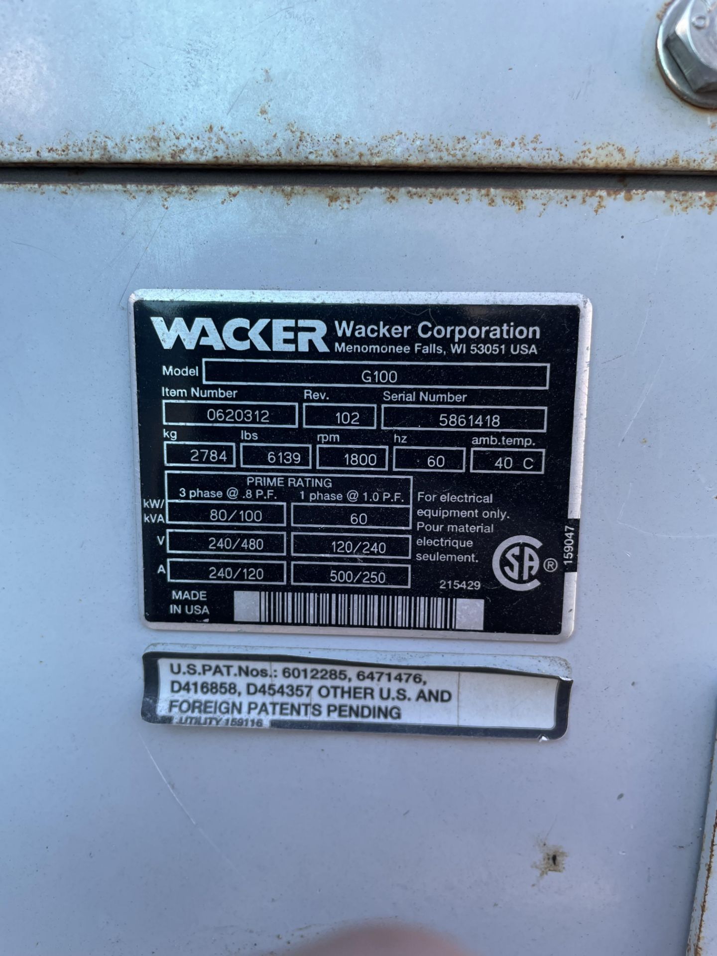 G100-2 Wacker Generator, fully tested and complete service records - Image 13 of 15