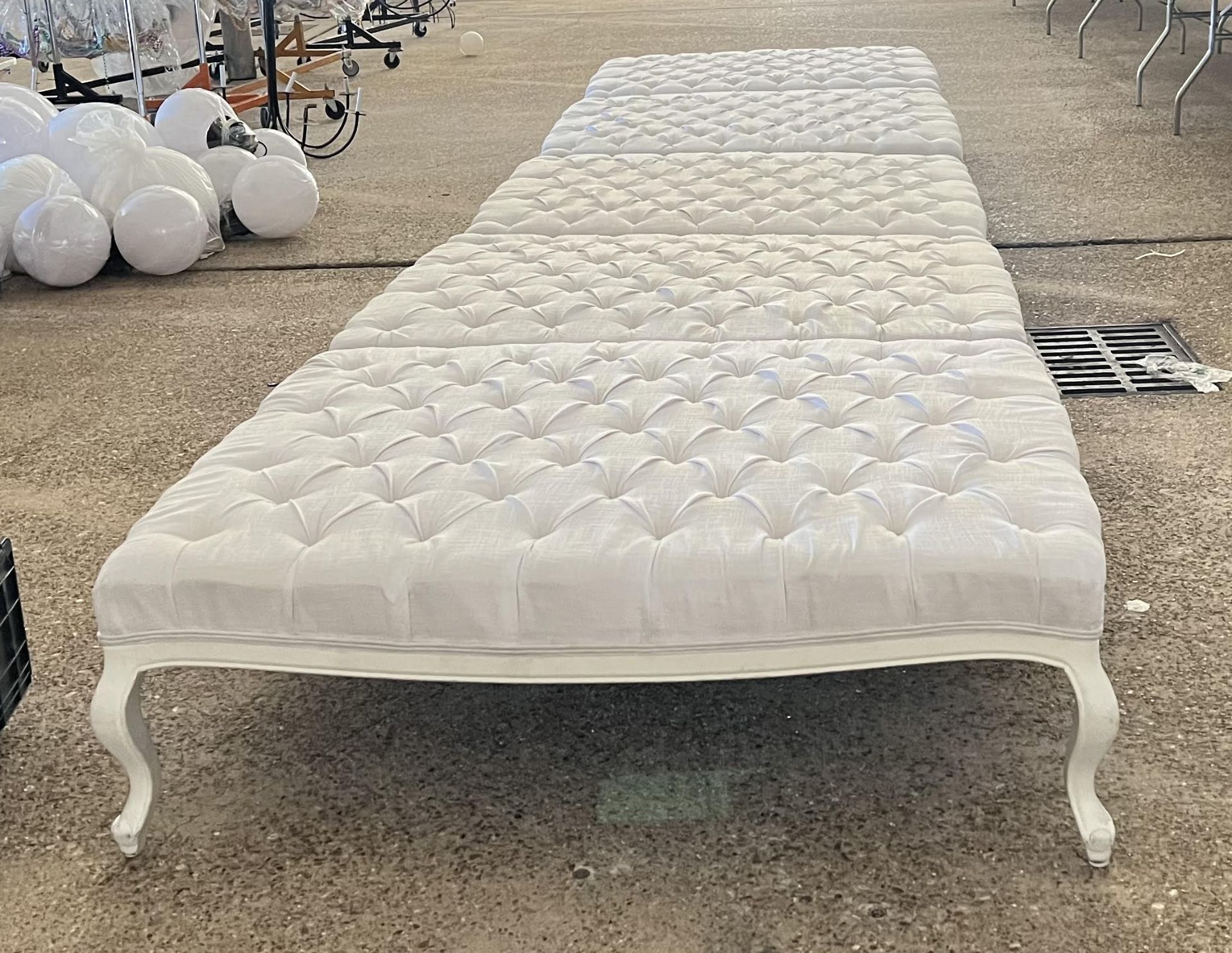 White Lattice Ottoman