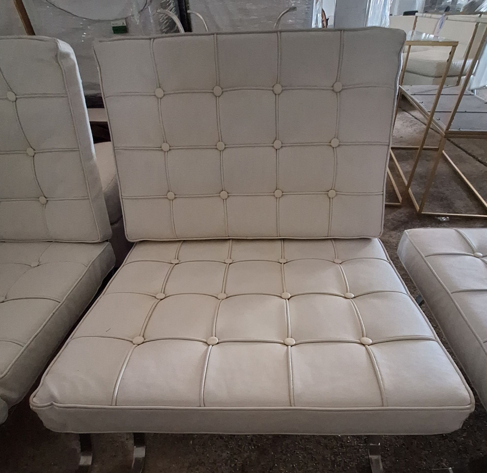 Mid Century Modern White Leather Chair