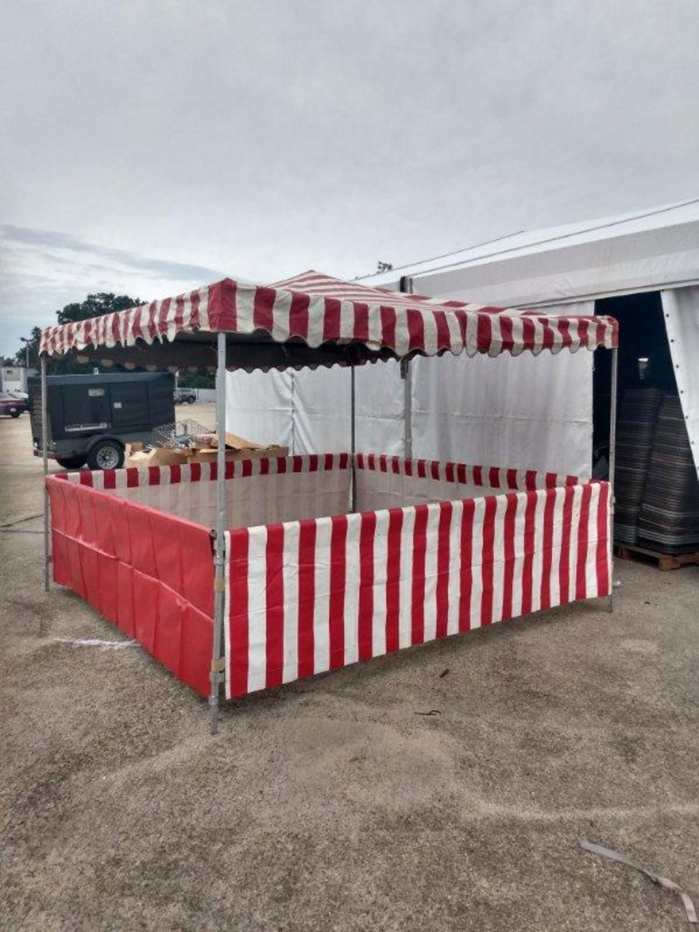 10'x10' Red & White Concession Booth Complete w/ 4 skirts and steel frame