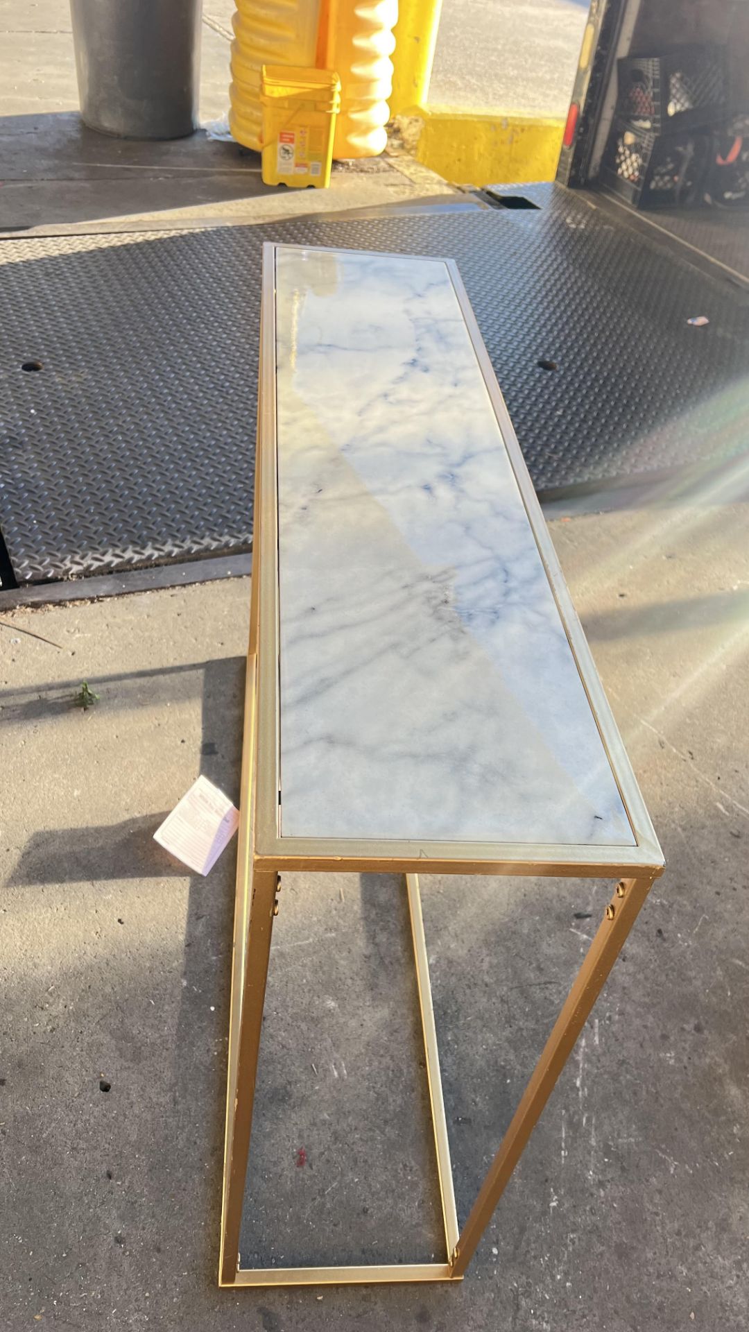 Sofa Table, Faux Marble with Gold Trim
