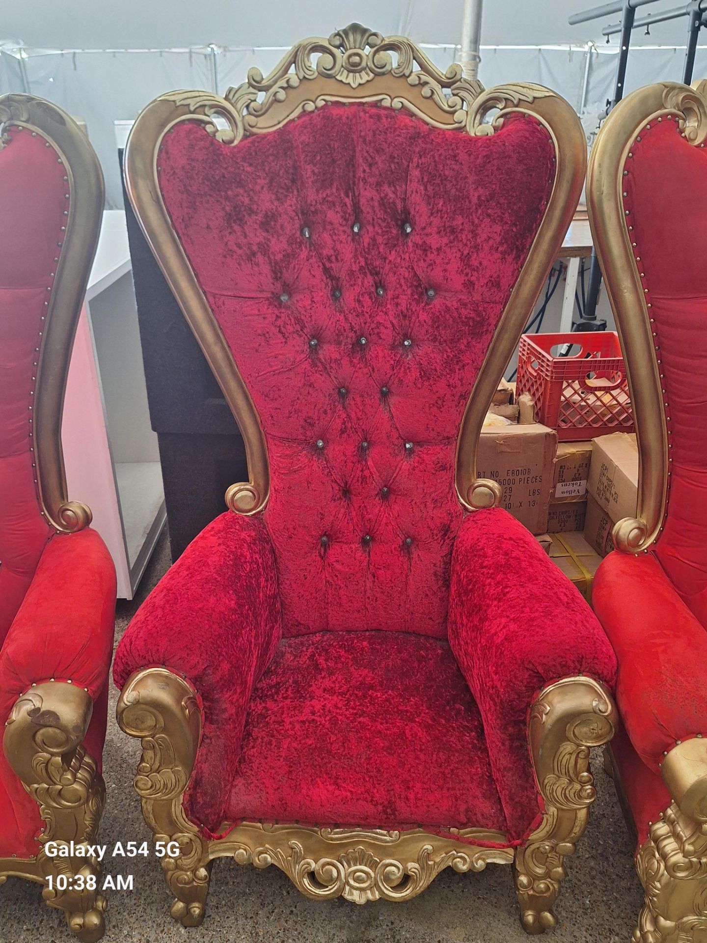 Red & Gold Throne Chair, needs repair in seat bottom