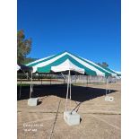 30'x30' Green & White Frame Tent Complete, Grade B+, Late Pick-up for this Item