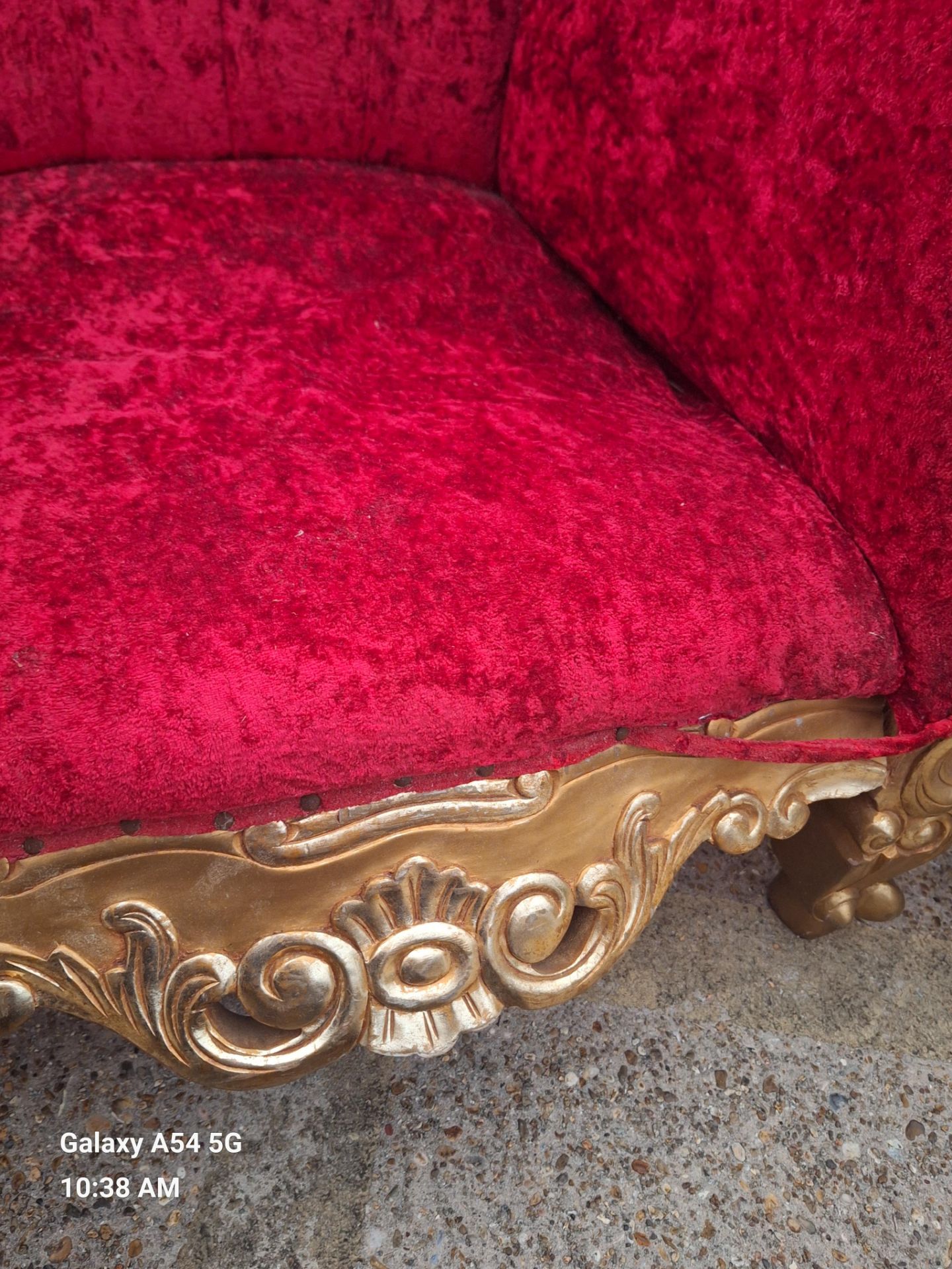 Red & Gold Throne Chair, needs repair in seat bottom - Image 2 of 2