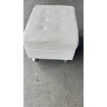 White Upholstered Ottoman w/ Chrome Legs