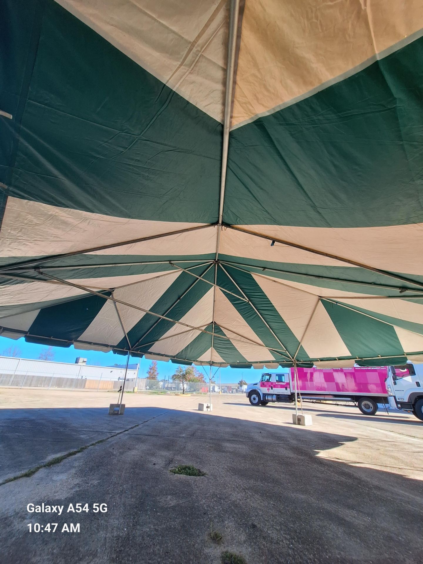 30'x30' Green & White Frame Tent Complete, Grade B+, Late Pick-up for this Item - Image 2 of 2