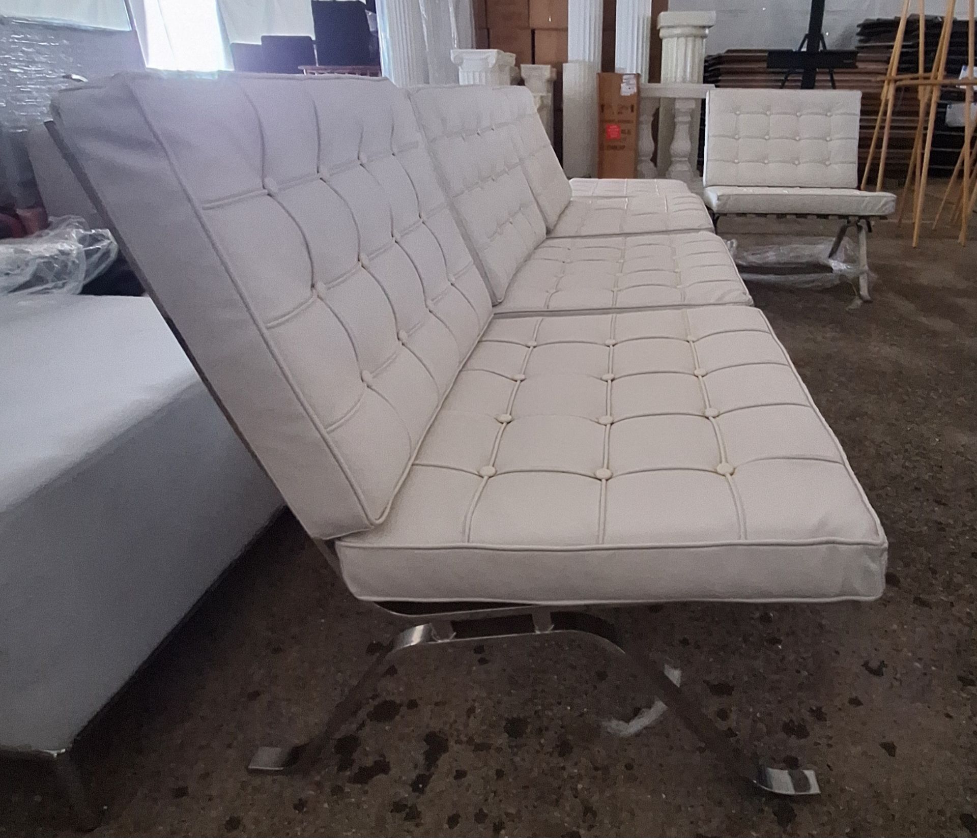 Mid Century Modern White Leather Chair - Image 2 of 2