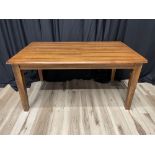 TABLES 5 FT. RECT. HARVEST WOODEN SEATS 4 (+2 on ends)