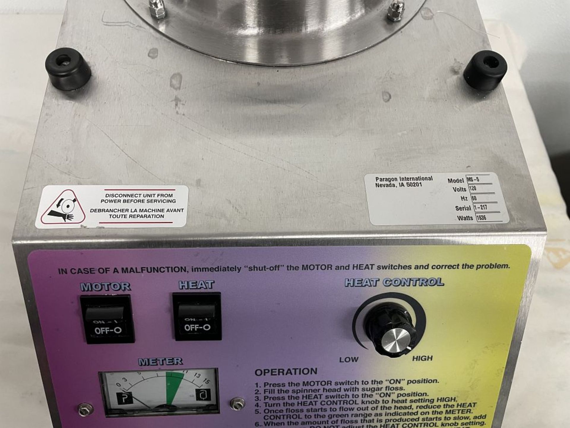 MAGIC SPIN COTTON CANDY MACHINE, MDL US-5 - Image 2 of 4