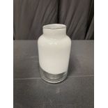 SET OF GLASS & WHITE VASE- SMALL & LARGE