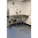 3-BAY STAINLESS STEEL COMMERCIAL SINK, APPROX. 66"