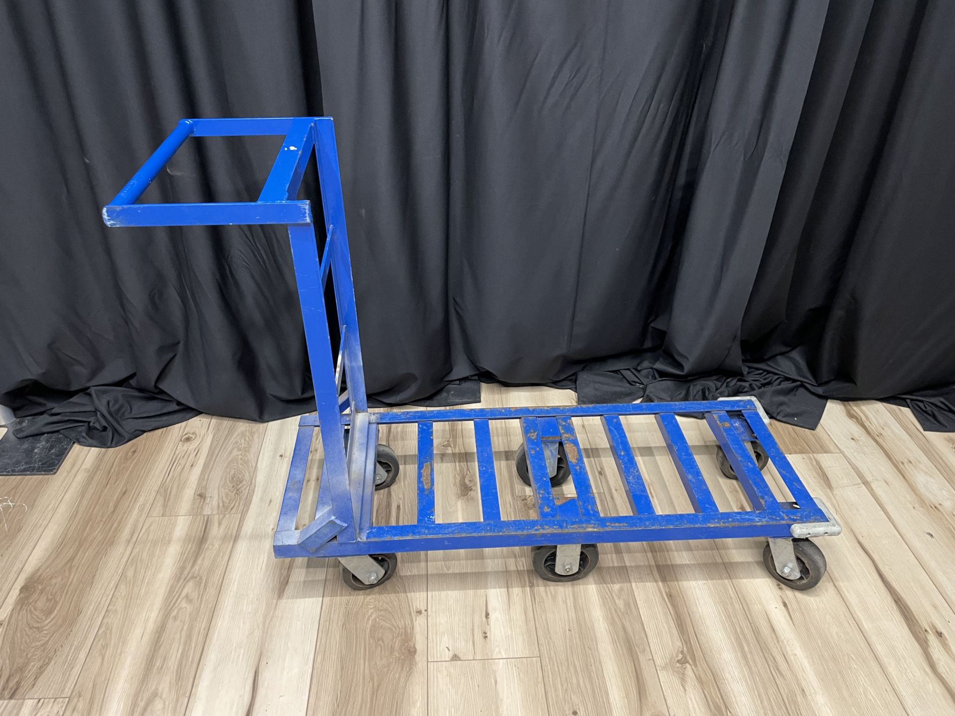 BLUE ROLLING DISH RACK CART