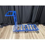 BLUE ROLLING DISH RACK CART