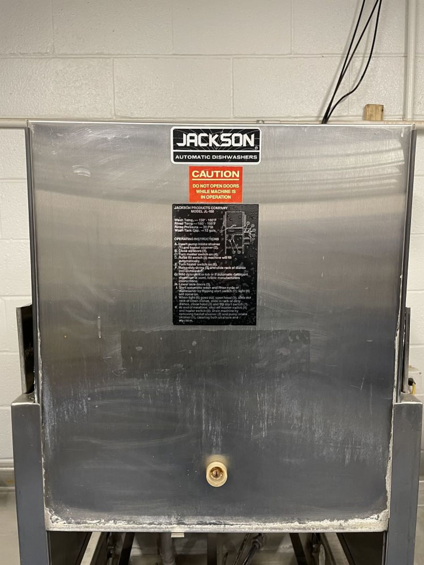 JACKSON COMMERCIAL DISHWASHER, MDL JL100B, - Image 2 of 4