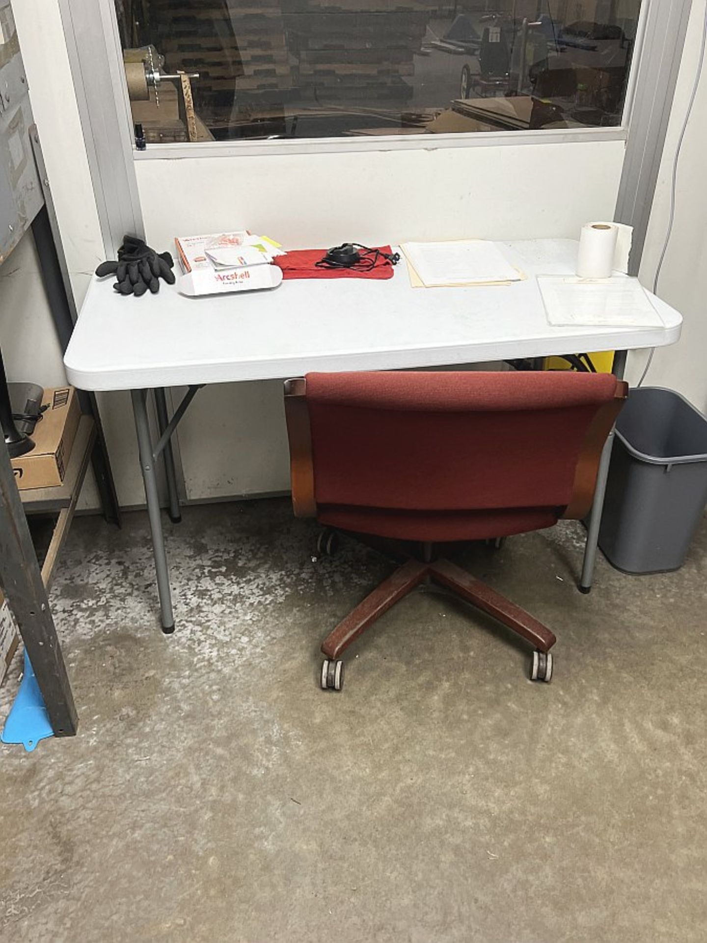 Small Desk and Folding Table- no contents - Image 2 of 2