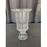 17" Glass Hurricane Vase on Pedestal