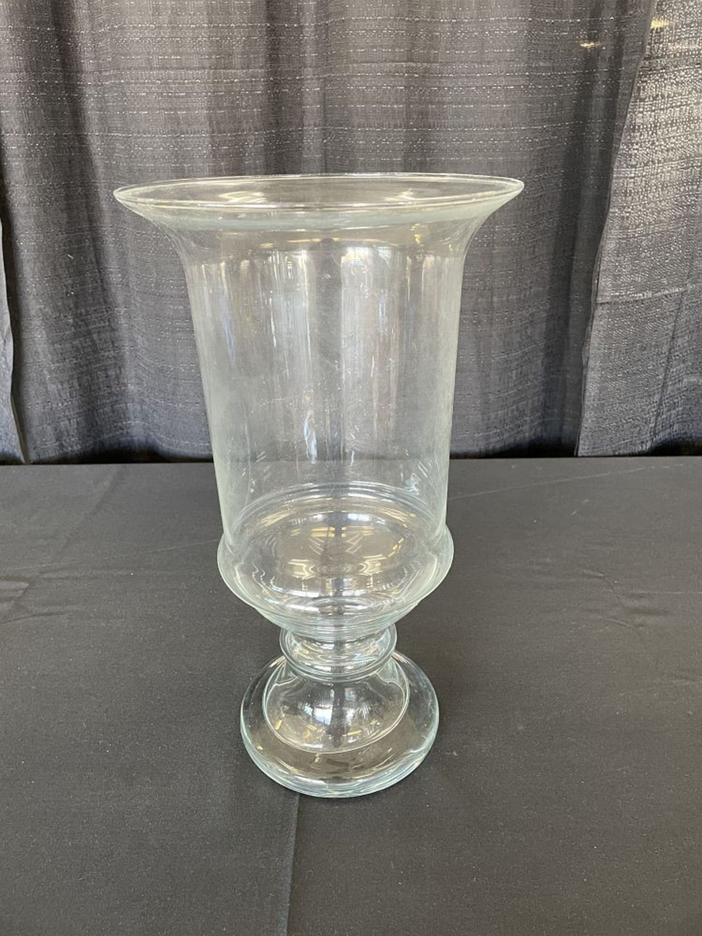 17" Glass Hurricane Vase on Pedestal