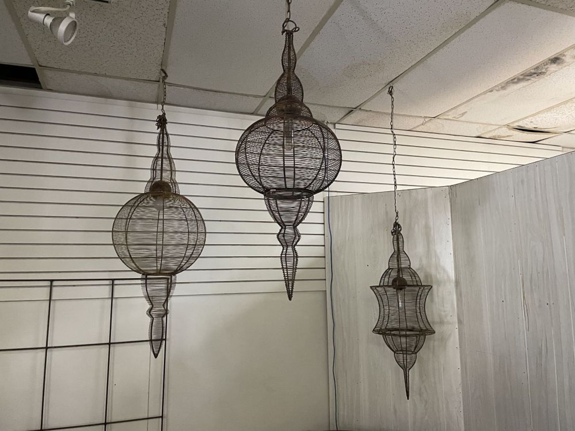 Set of Hanging Wire Lanterns