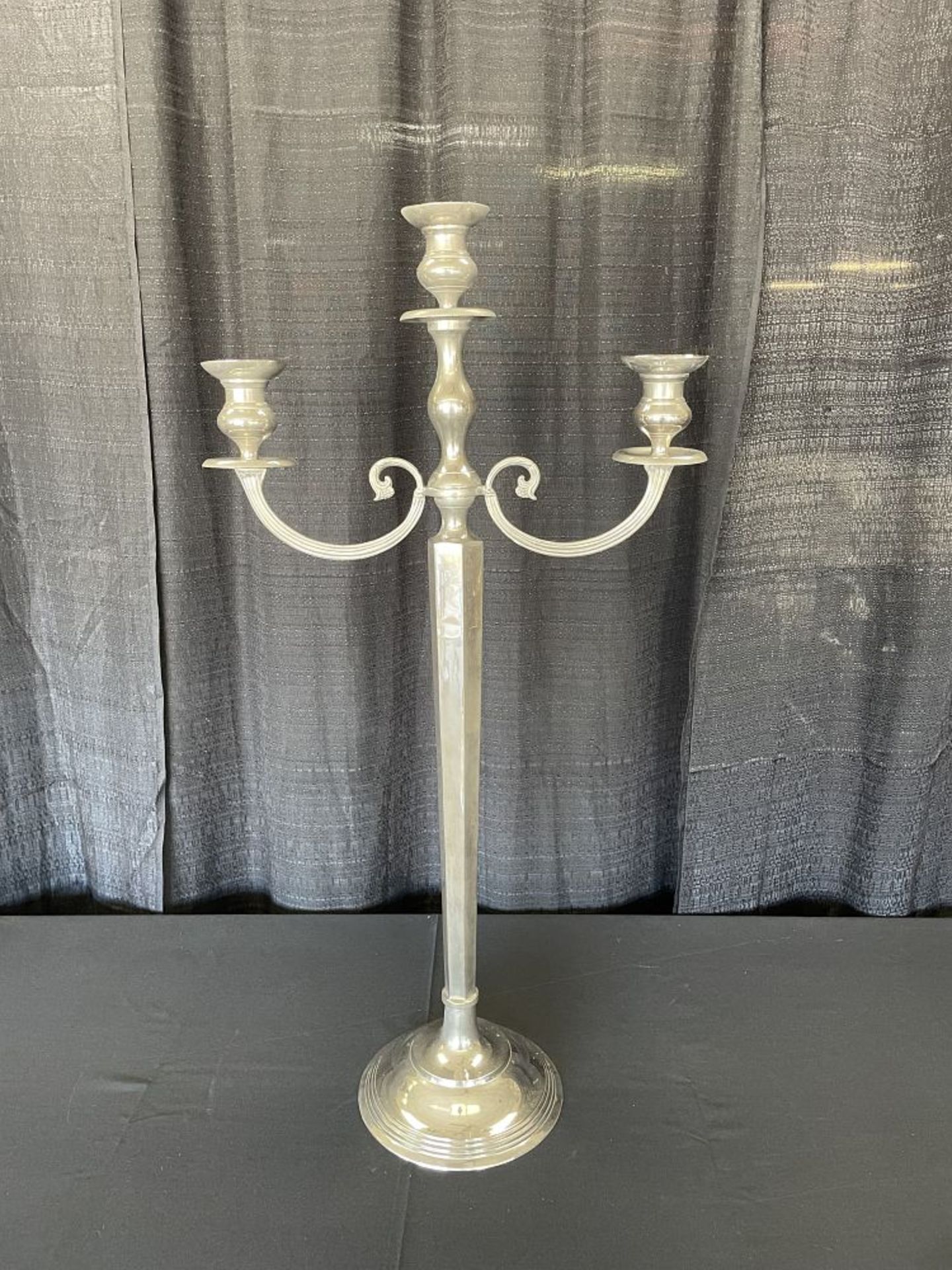 38" 3-Candle Silver Plate Candelabra