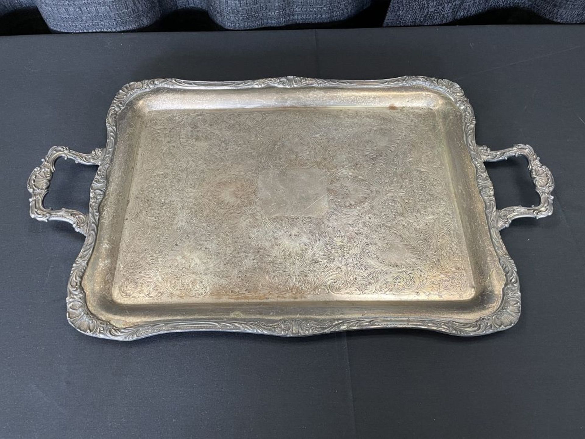 Lot of Various Size Handled Silver Plate Trays including: - Image 2 of 4