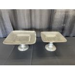 17" & 13.5" Square Serving Tray on Pedistal