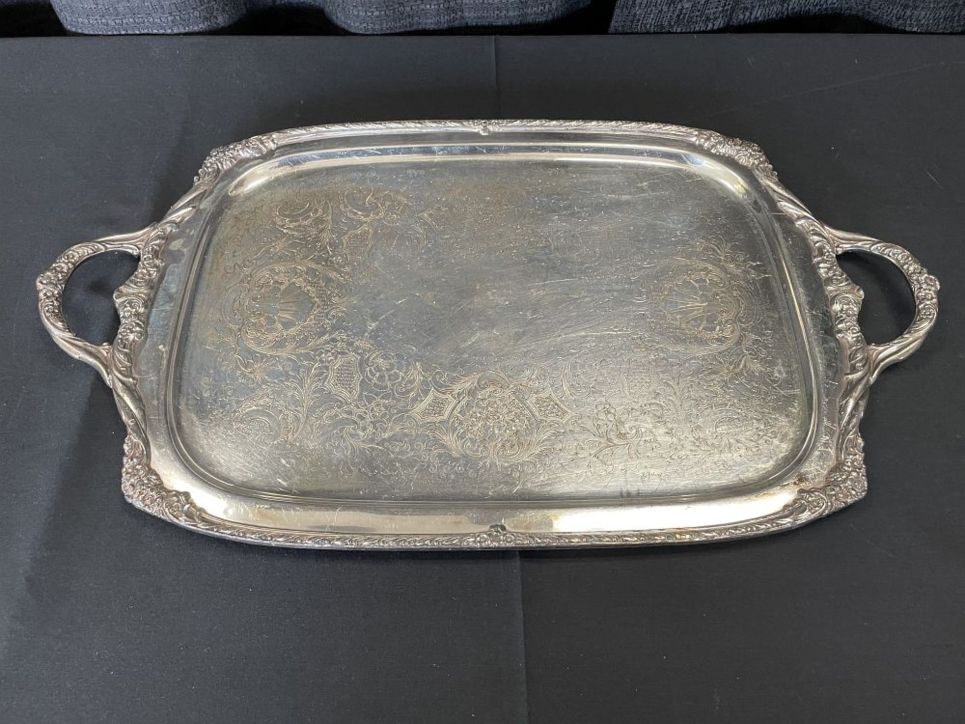 17" x 24" Handled Silver Plate Serving Tray - Image 2 of 2