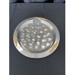 Serving Tray Set, Stainless w/ Gold Accent, 17.5", 15", 10"