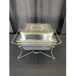 4qt Sq Chafer w/ silver handle & stand